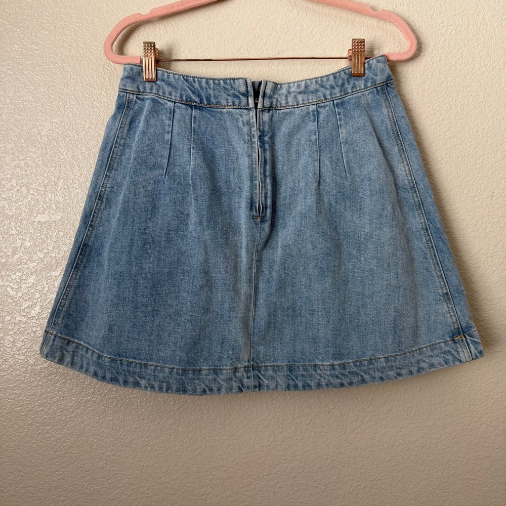Free People Skirt Womens Size 6 Blue Denim Lace Up Mini Light Wash A-Line Cotton - Picture 6 of 9